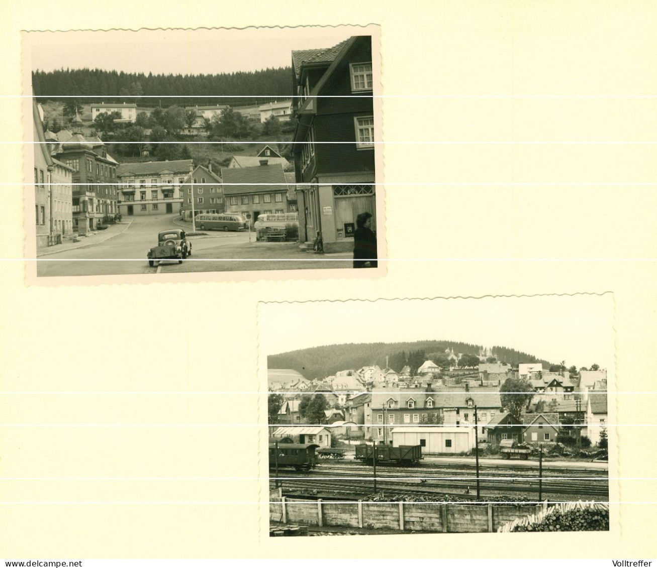 5x Orig. Foto 1957 Furtwangen Gasthof, Bahnhof Hbf, Ortspartie, Milchladen, Zahnarzt Werbung, Oldtimer - Furtwangen