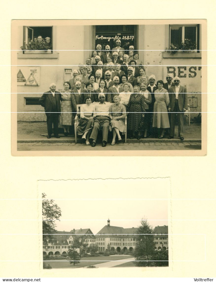 5x Orig. Foto 1957 Furtwangen Gasthof, Bahnhof Hbf, Ortspartie, Milchladen, Zahnarzt Werbung, Oldtimer - Furtwangen