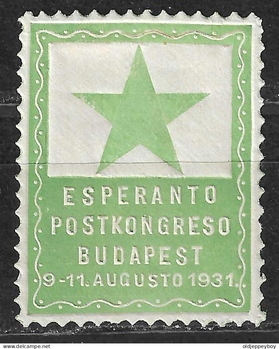 1931 ESPERANTO POSTKONGRESO Post Congress Budapest - LABEL CINDERELLA VIGNETTE - MNH - Esperanto