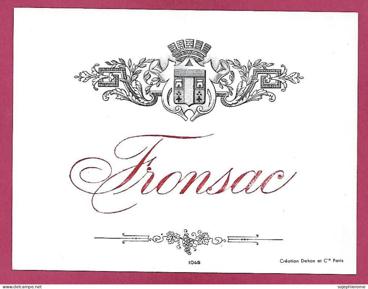 étiquette De Vin Fronsac Blason - Autres & Non Classés