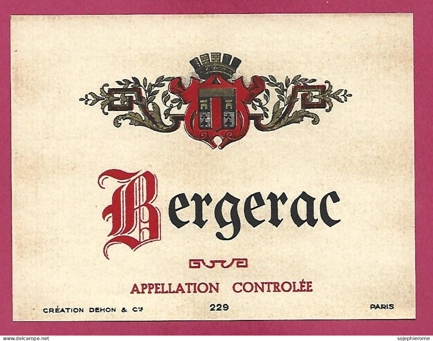 étiquette De Vin Bergerac Blason - Bergerac