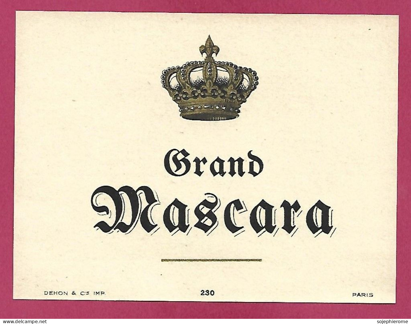 étiquette De Vin Grand Mascara Couronne - Sonstige & Ohne Zuordnung