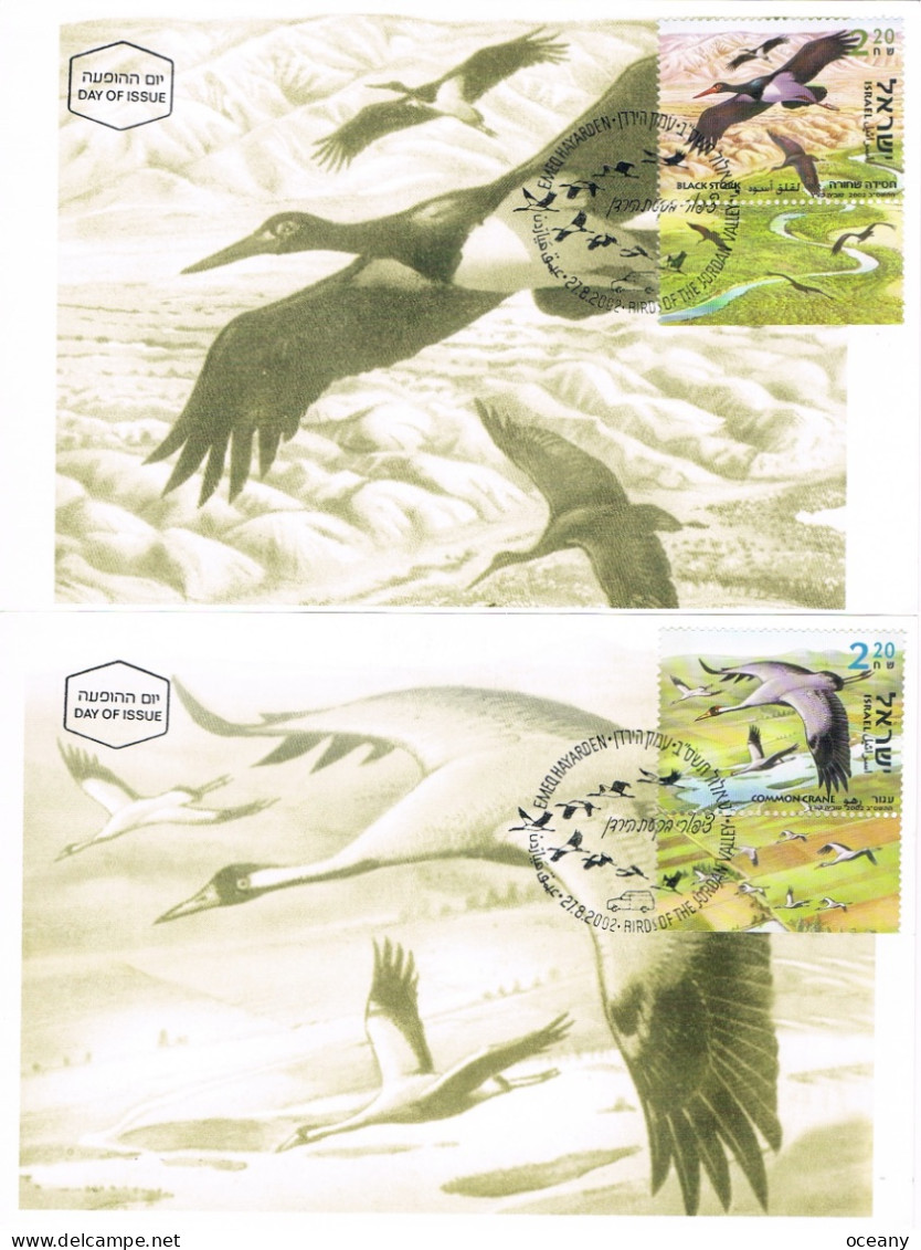 Israël - Oiseaux De La Vallée Du Jourdain CM 1629/1631 (année 2002) - Cartes-maximum