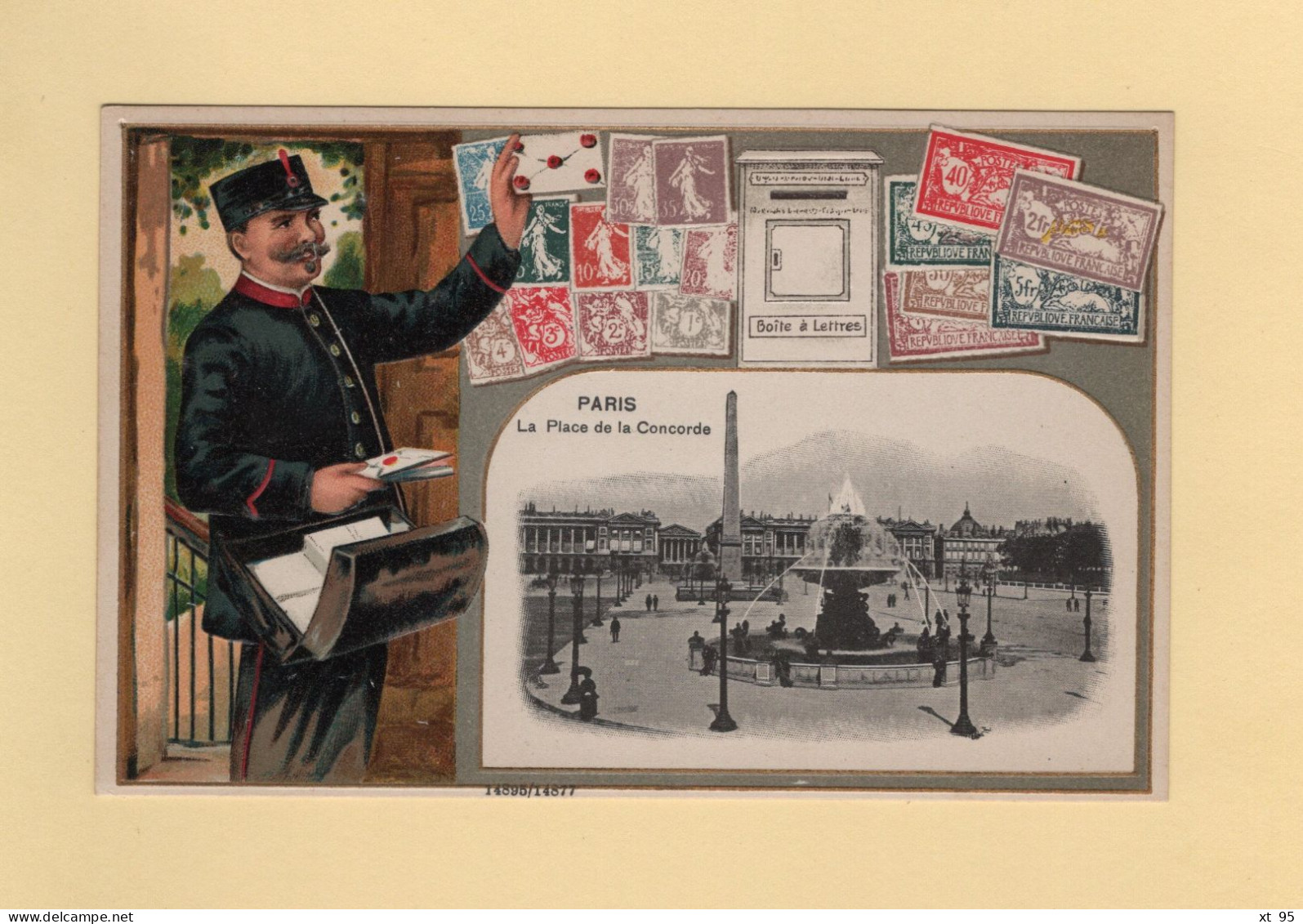 Timbres - Facteur - Paris - Place De La Concorde - Carte Gauffree - Briefmarken (Abbildungen)