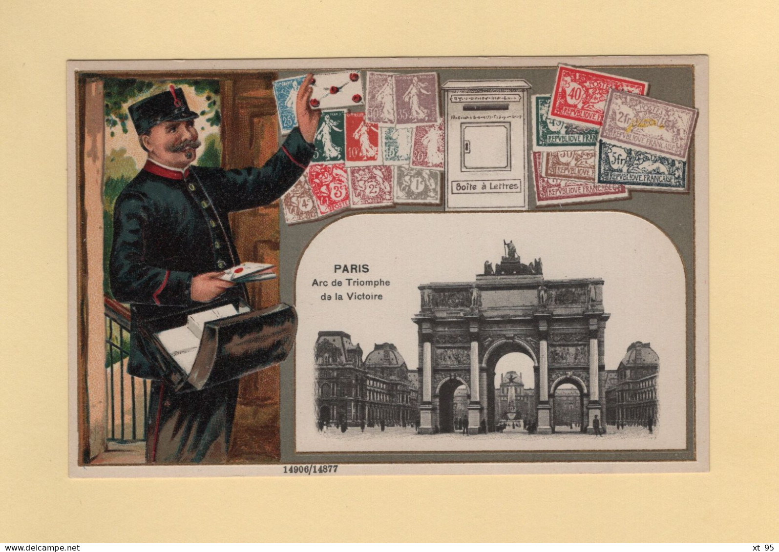 Timbres - Facteur - Paris - Arc De Triomphe De La Victoire - Carte Gauffree - Briefmarken (Abbildungen)