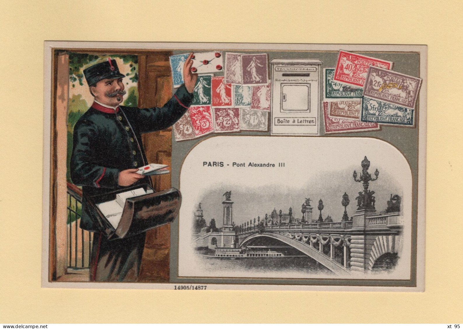 Timbres - Facteur - Paris - Pont Alexandre III - Carte Gauffree - Postzegels (afbeeldingen)