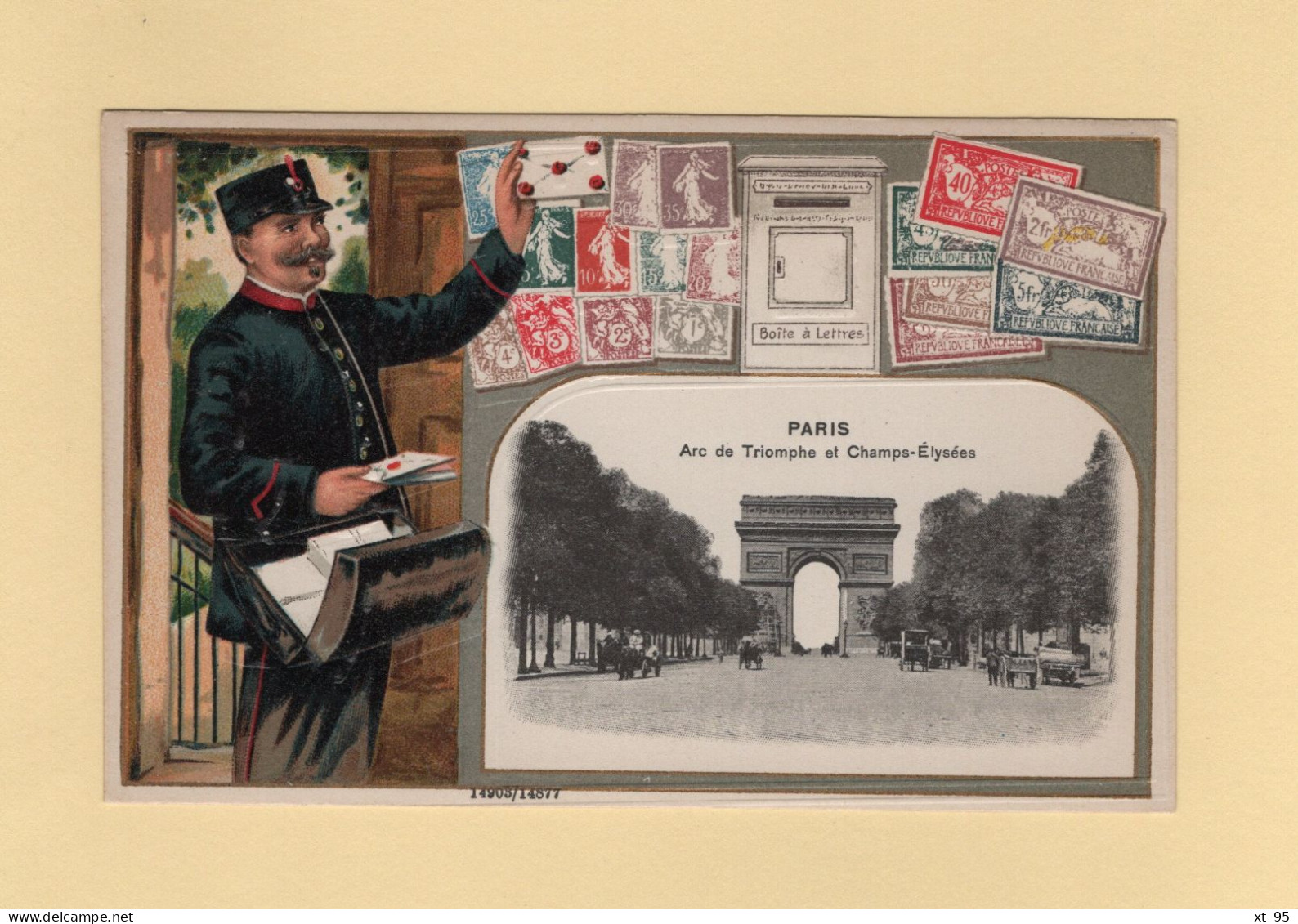 Timbres - Facteur - Paris - Arc De Triomphe Et Champs Elysees - Carte Gauffree - Stamps (pictures)