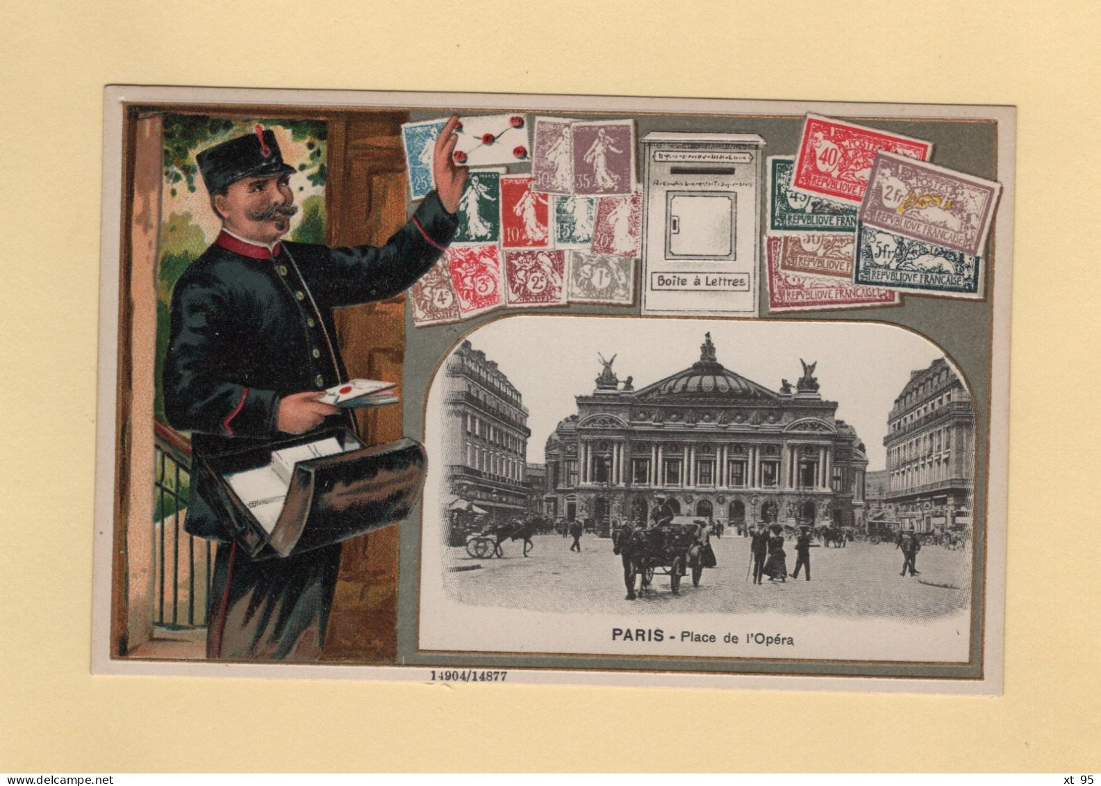 Timbres - Facteur - Paris - Place D El Opera - Carte Gauffree - Briefmarken (Abbildungen)