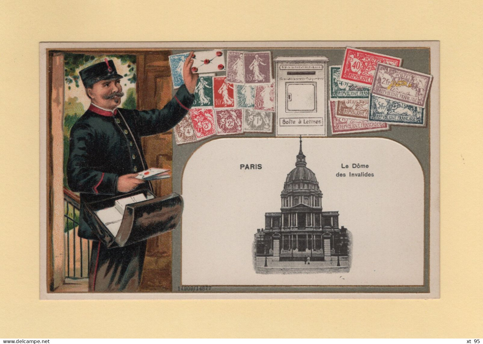 Timbres - Facteur - Paris - Le Dome Des Invalides - Carte Gauffree - Briefmarken (Abbildungen)