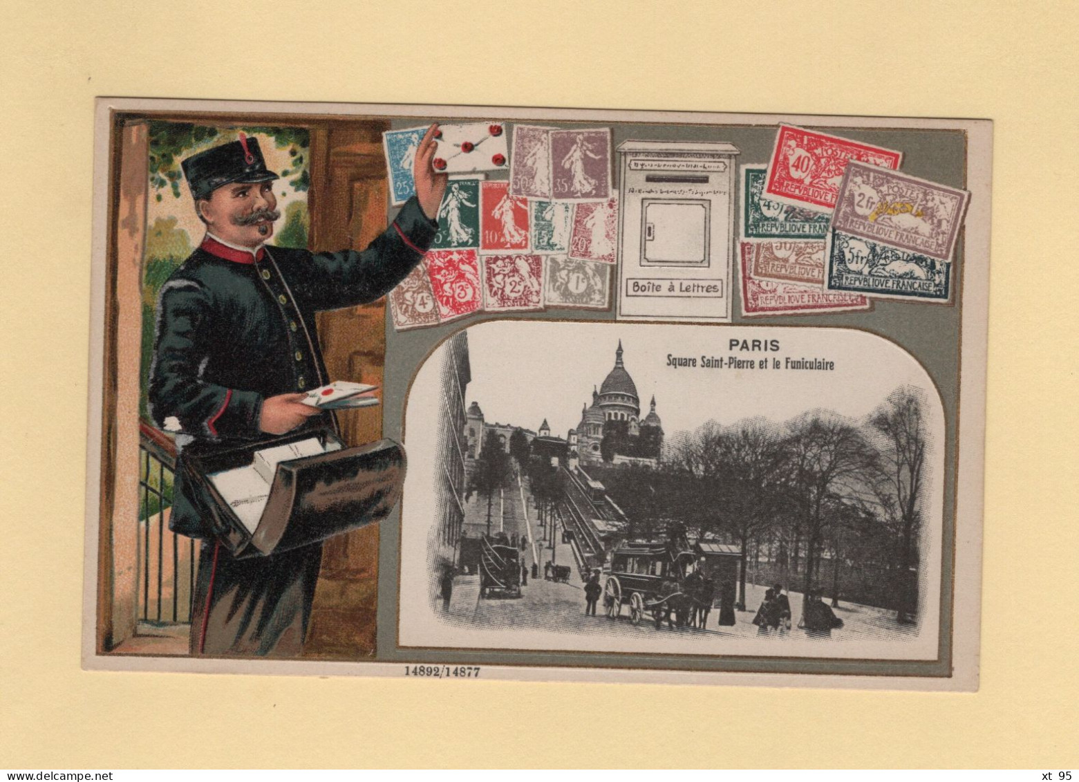 Timbres - Facteur - Paris - Square St Pierre Et Le Funiculaire - Carte Gauffree - Postzegels (afbeeldingen)