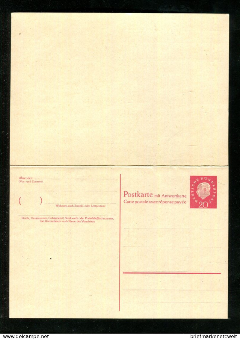 "BUNDESREPUBLIK DEUTSCHLAND" 1959, Postkarte Mit Antwortteil Mi. P 40 ** (16339) - Postkarten - Ungebraucht