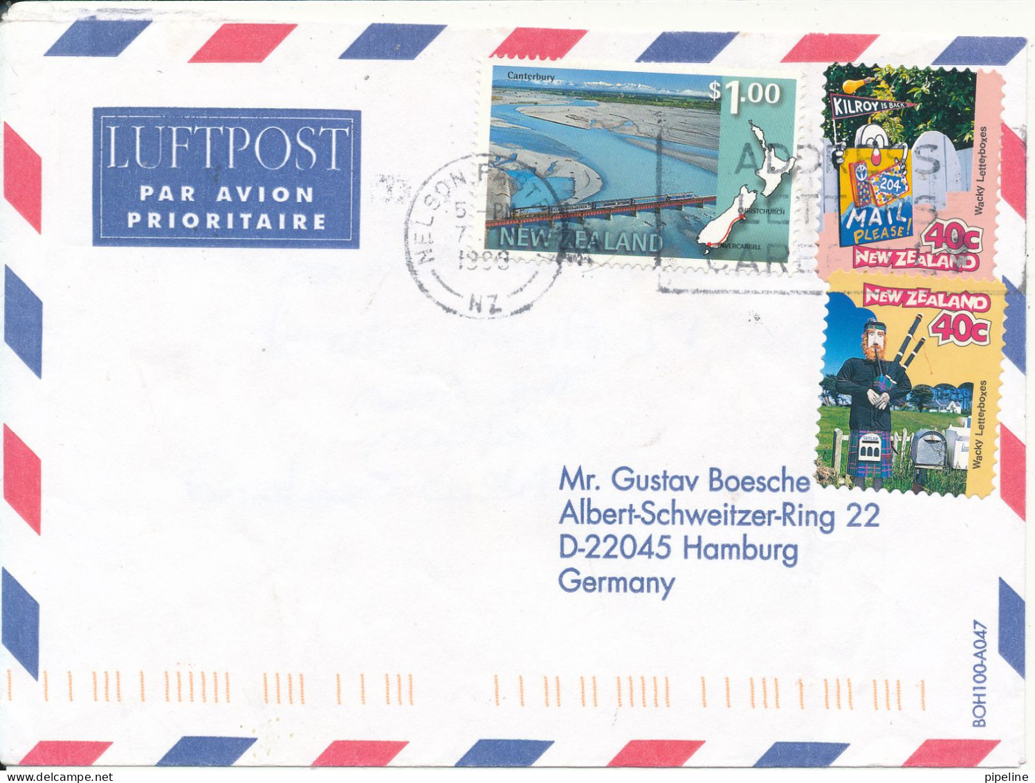 New Zealand Air Mail Cover Sent To Germany 1998 - Corréo Aéreo