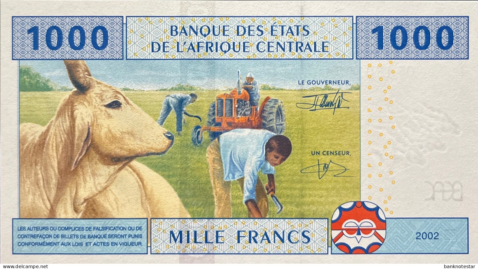 Central African States 1.000 Francs, P-107Ta (2002) - UNC - Congo Issue - Estados Centroafricanos