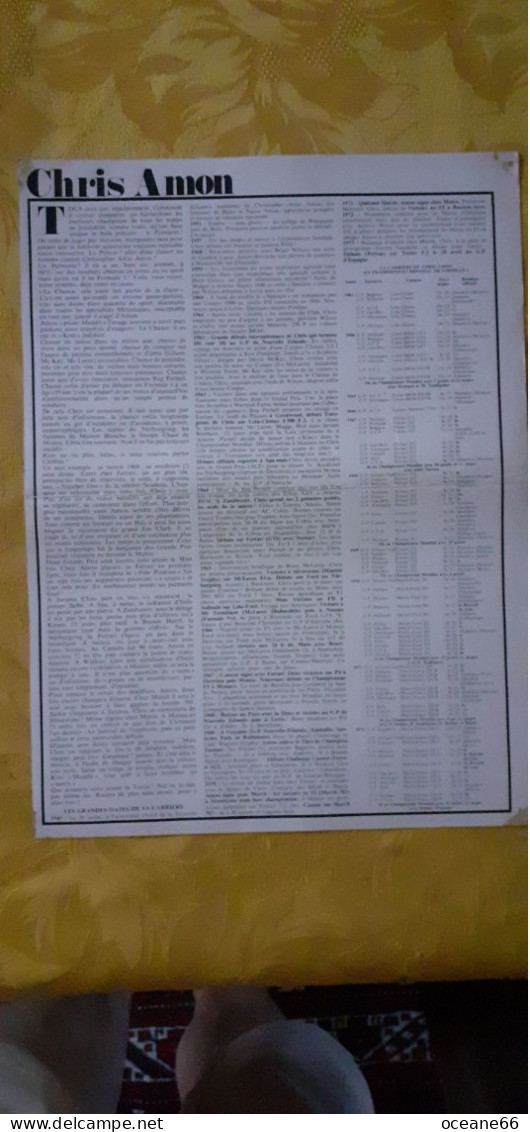 Poster Chris Amon Sport Automobile Format 28 X 37 Cm - Autres & Non Classés