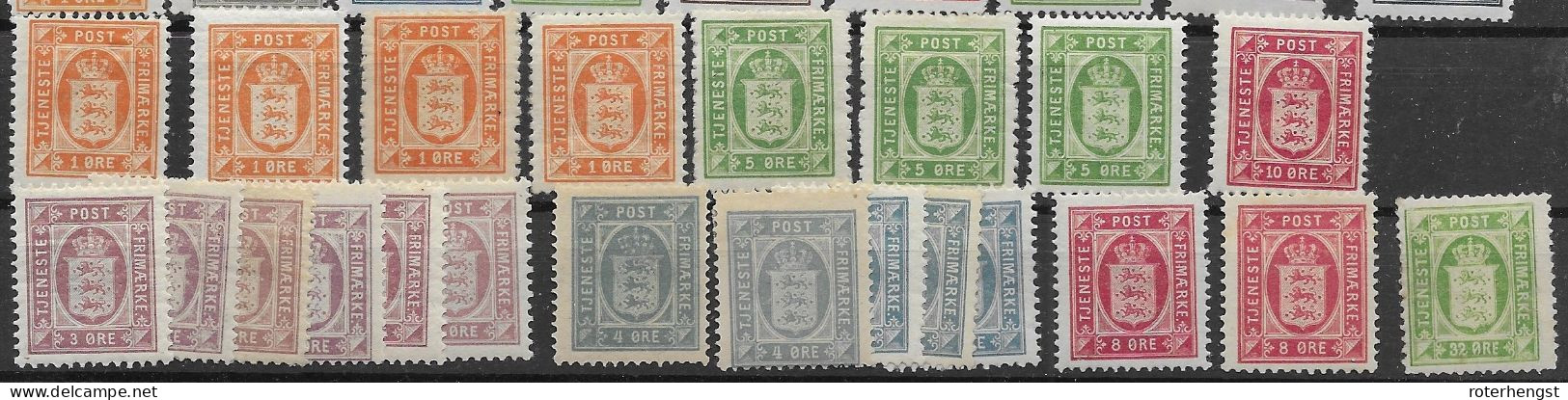 Denmark Officials Collection Mh* Some Are Mnh ** Different Perfs Wtm And Shades Over 200 Euros - Oficiales