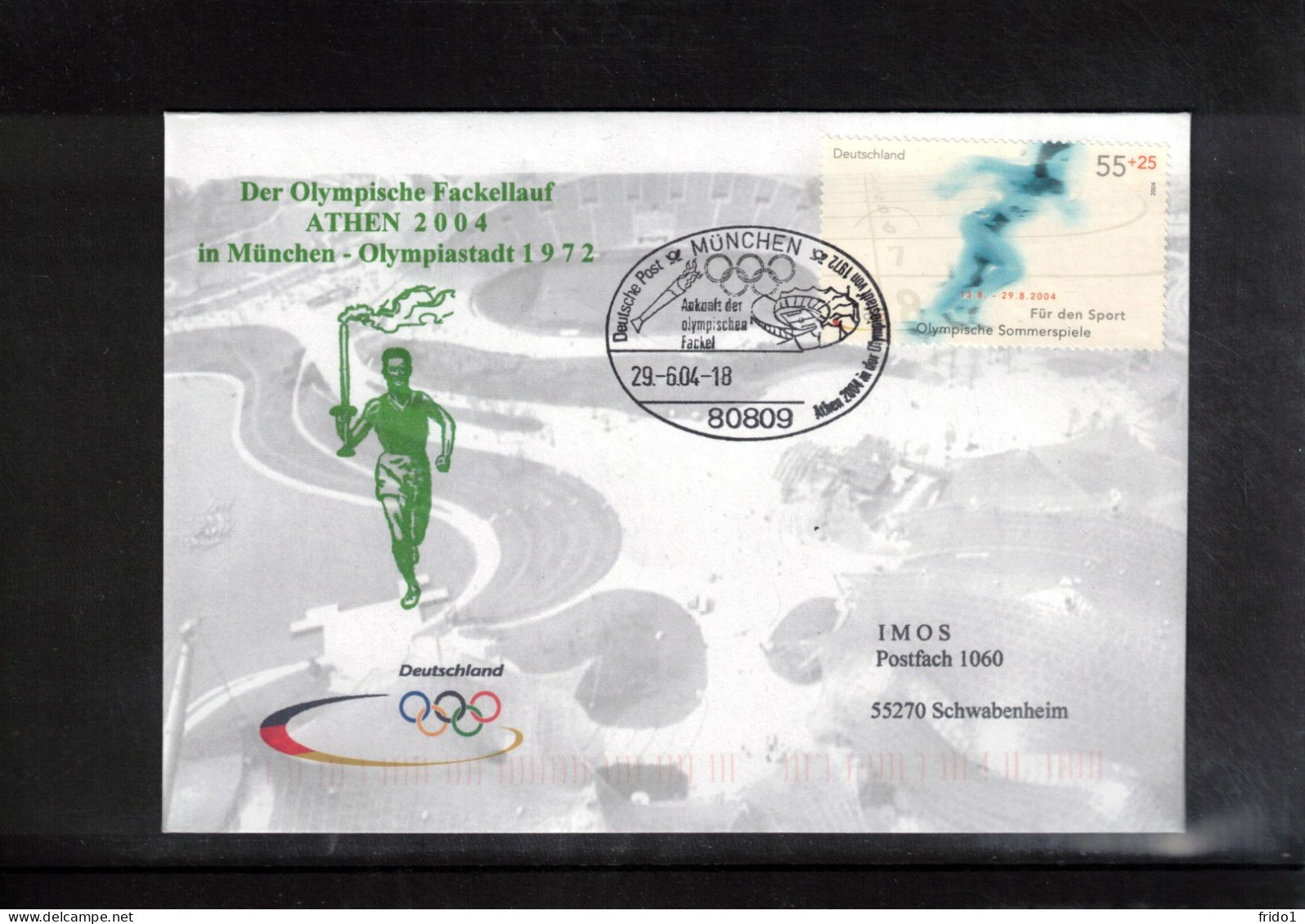 Germany / Deutschland 2004 Olympic Games Athens - Torch Running In Olympic Games Town Muenchen 1972 Interesting Cover - Summer 2004: Athens