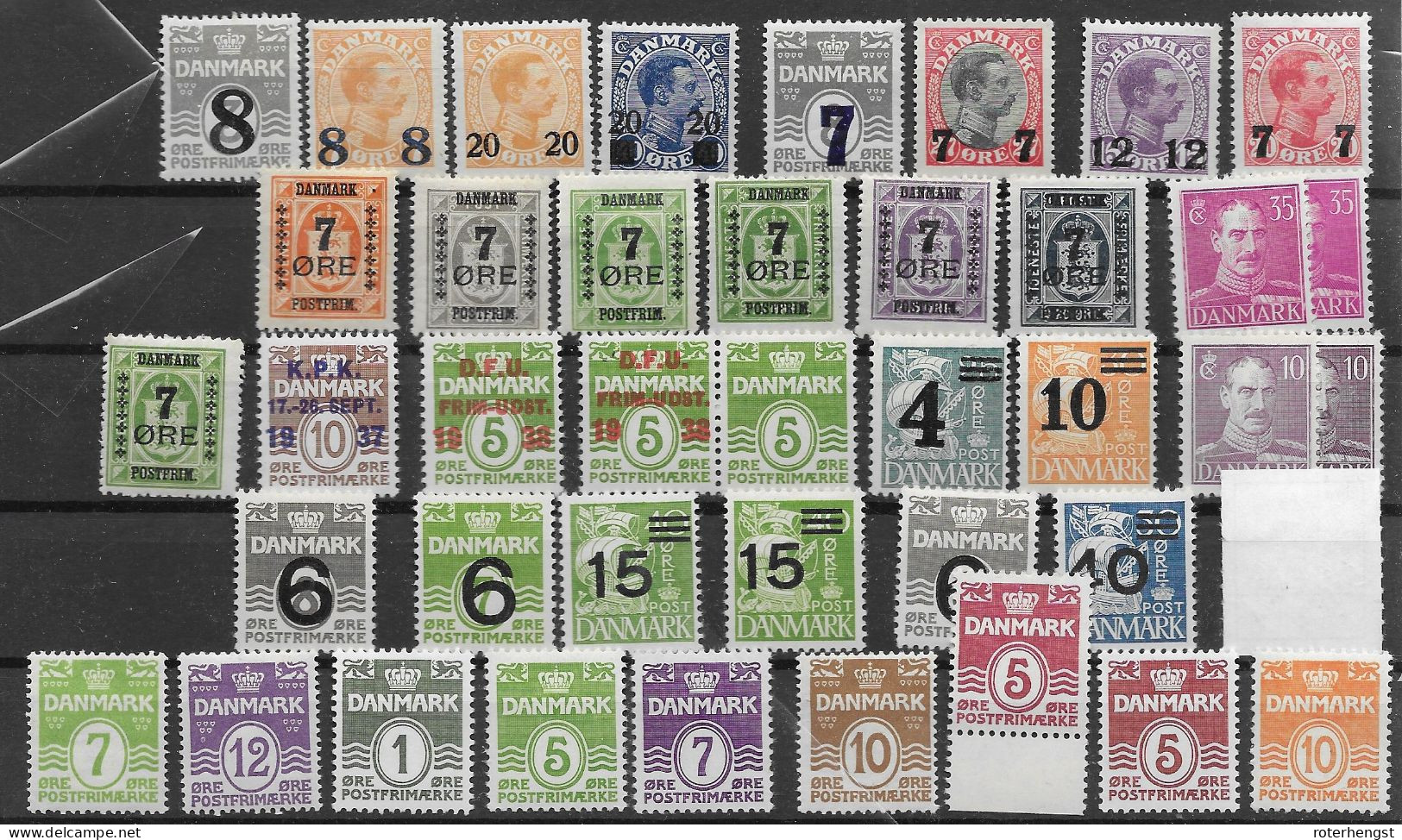 Denmark Collection Most Are Mnh  ** (second Row And One 10 Oere Are Mh*) Mi 162 Incl. (60 Euros Alone) Est. 200 Euros - Collezioni