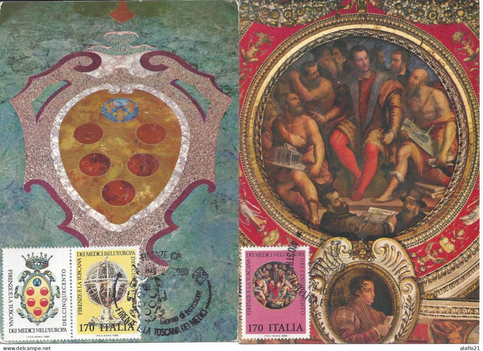 ITALIE - 2 CARTES MAXIMUM - Yvert N° 1430/31 - EXPOSITION FLORENCE Et La TOSCANE Des MEDICIS - Maximumkarten (MC)