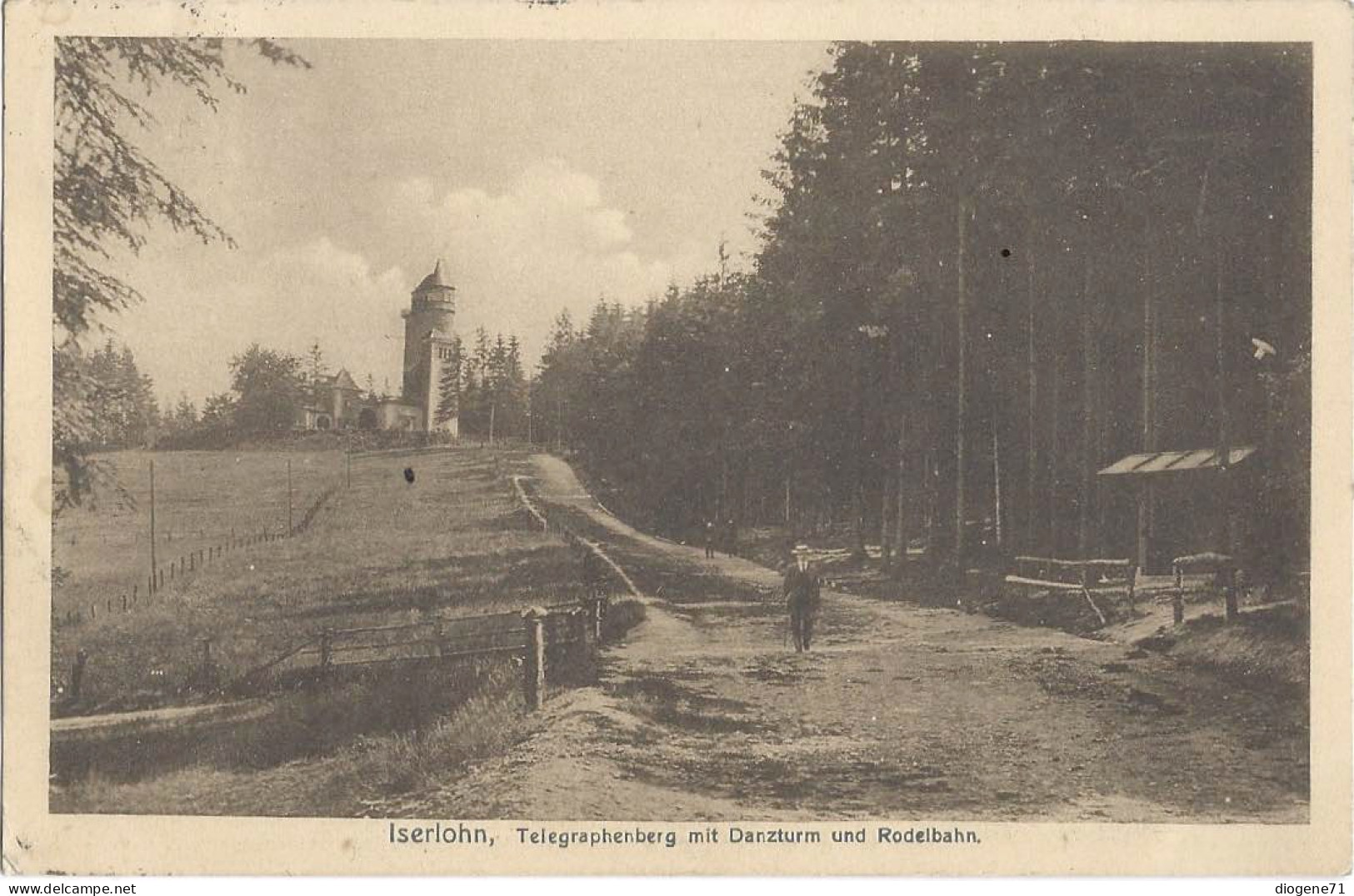 Iserlohn Telegraphenberg Mit Danzturm Und Rodelbahn 1915 Belebt Geprüft - Iserlohn