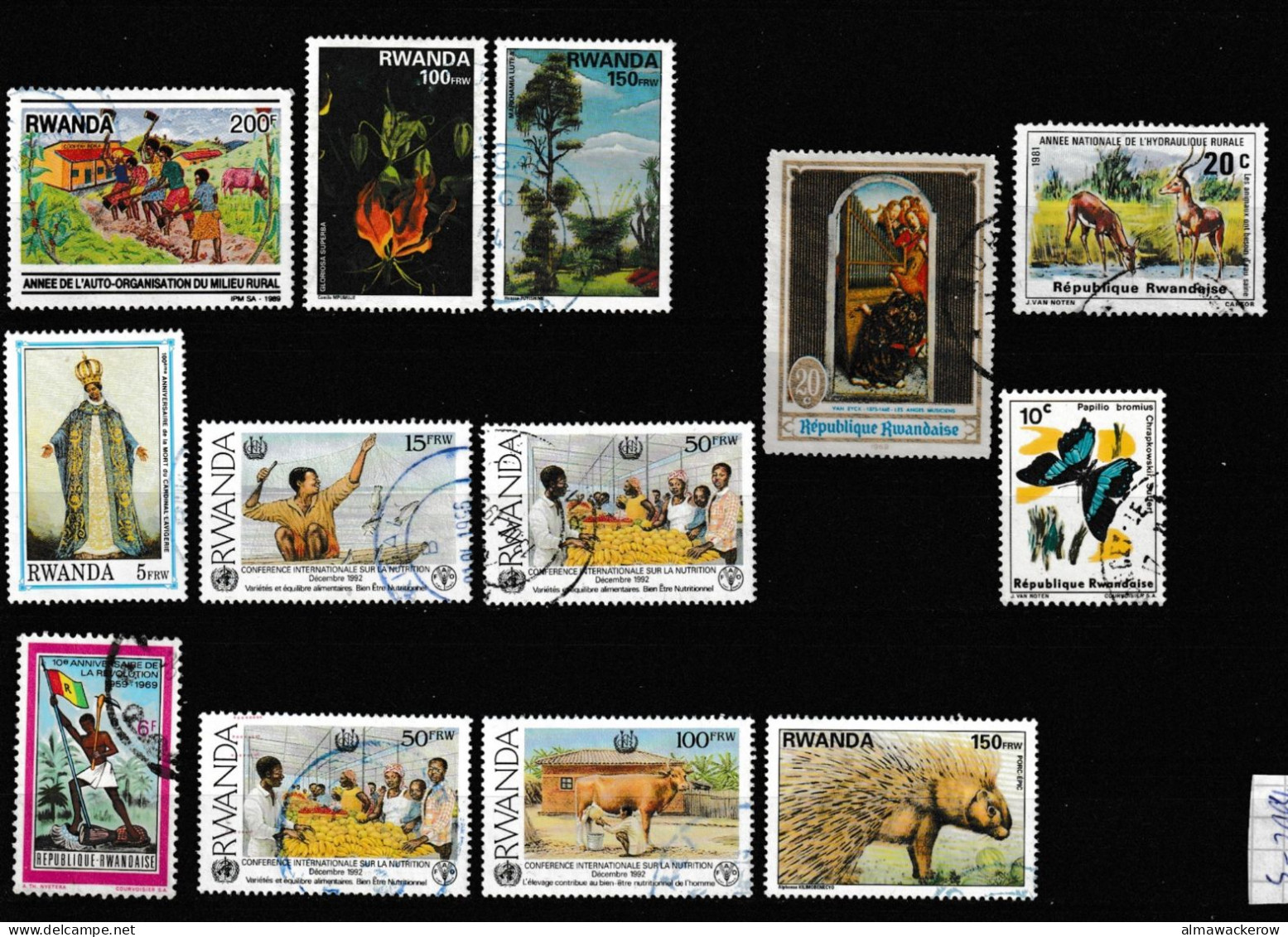 Rwanda 1965-1995 Lot Of Stamps With Real Use Cancellations Used O - Collezioni