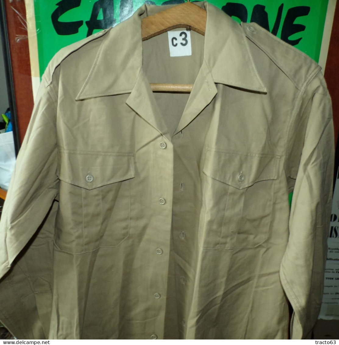 CHEMISE MILITAIRE DE L'ARMEE FRANCAISE DE 1960 GUERRE ALGERIE  ,Taille 3 C  SOIT L EN CIVIL,NEUF AVEC MANCHES LONGUES ,F - Equipement