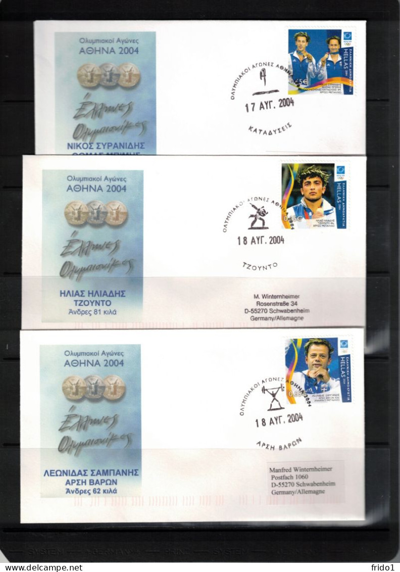 Greeece 2004 Olympic Games Athens - Greece Olympic Medals Set Of 17 FDCs Including Withdrawn Scarce FDC Due To Doping - Summer 2004: Athens