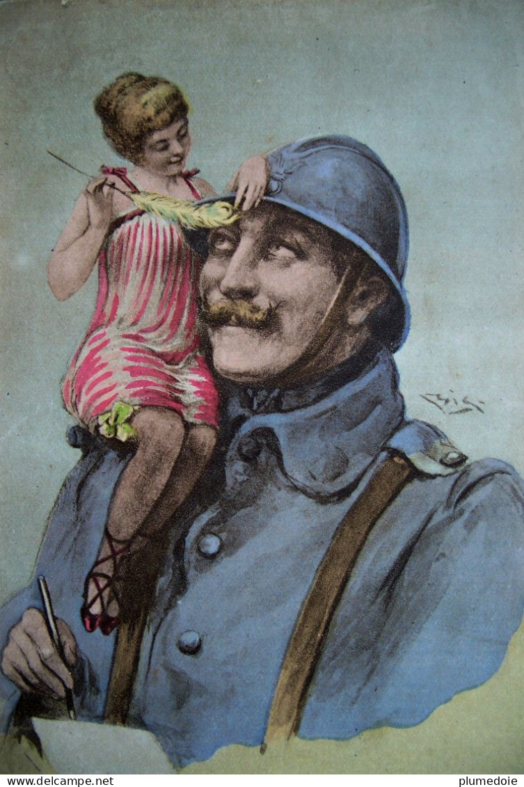 Cpa ILLUSTRATEUR  WW1 LA CHASSE AU CAFARD, PETITE FEMME SEXY  SOLDAT , POILU ,1918 , FRENCH SOLDIER & WIFE A/s MICH - Mich