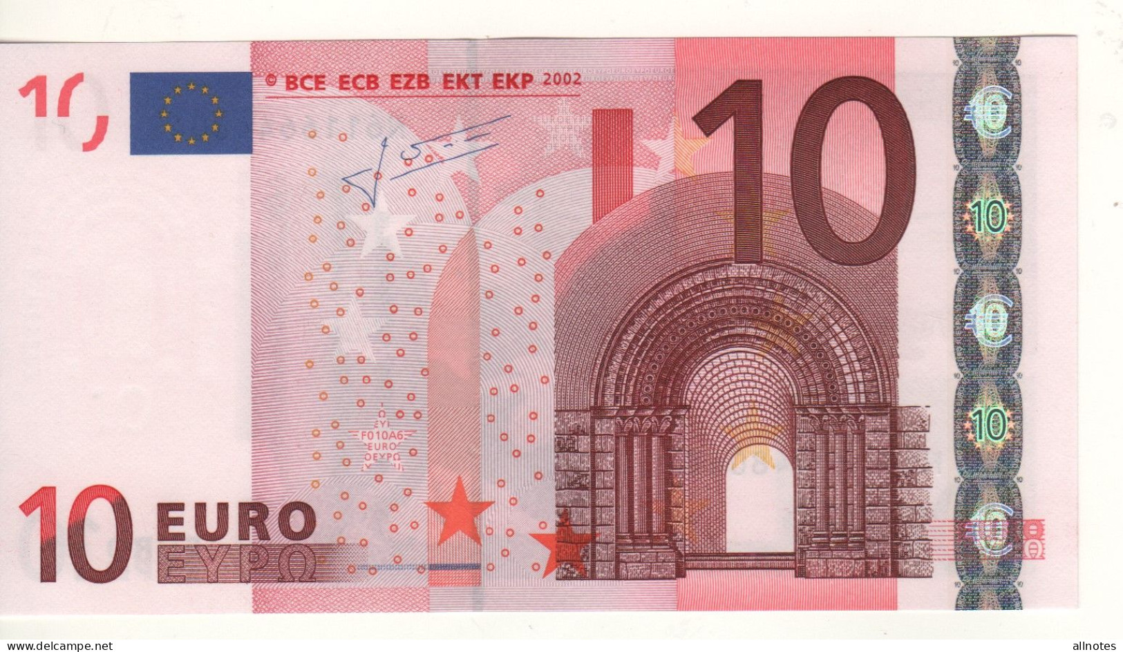 10 EURO  "N"  Austria     Firma Trichet    F 010 A6  /  FDS - UNC - 10 Euro