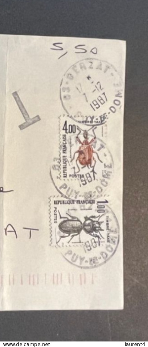 (4 R 3) France - Letter Posted In France Without Stamp 1987 And TAXED )(posted Sans Timbres Et TAXEE) Insectes - 1960-.... Oblitérés