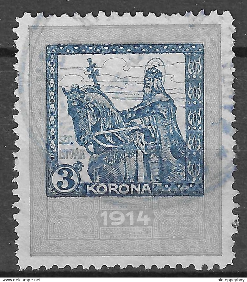 HUNGARY MAGYAR 1914: Revenue Stamp, 3 Korona, Used - Fiscales