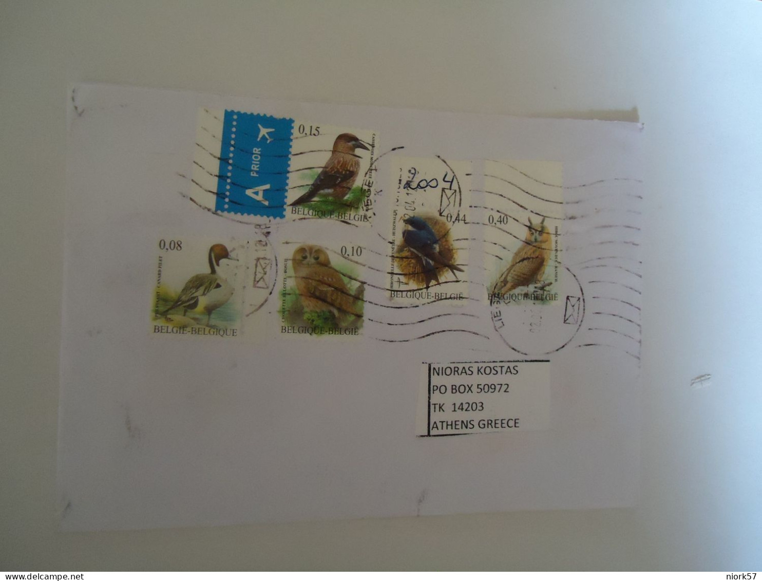 BELGIUM   COVER WITH STAMPS BIRD BIRDS   OWLS  DUCK - Kiwi's