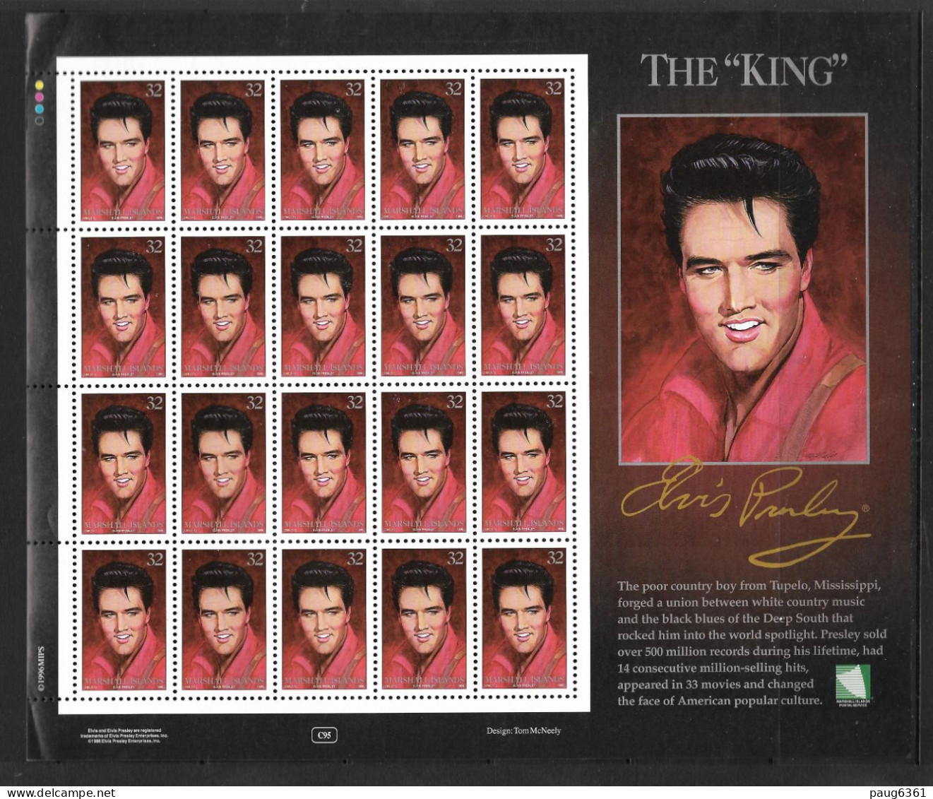 MARSHALL 1996 ELVIS PRESLEY FEUILLET COMPLET YVERT N°688 NEUF MNH** - Elvis Presley