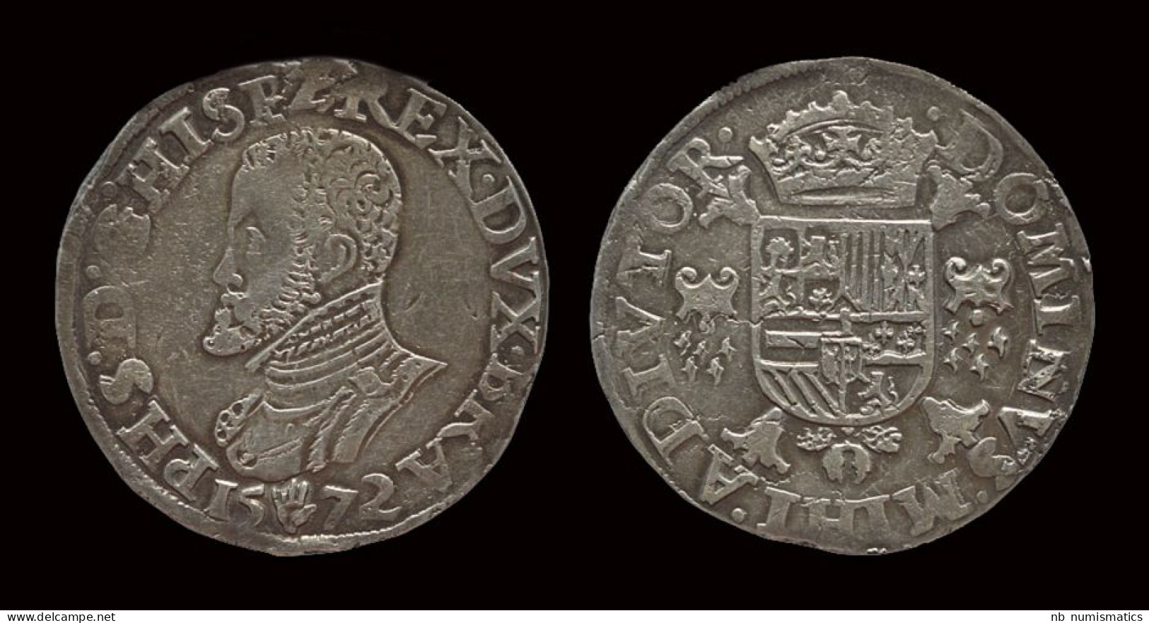 Southern Netherlands Brabant Filips II 1/2 Filipsdaalder 1572 - 1556-1713 Pays-Bas Espagols