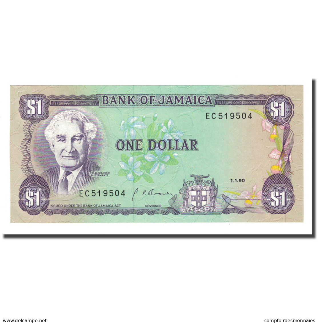 Billet, Jamaica, 1 Dollar, 1990-01-01, KM:68Ad, NEUF - Jamaica