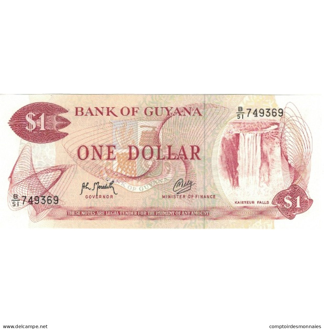 Billet, Guyana, 1 Dollar, Undated (1966), KM:21e, NEUF - Guyana