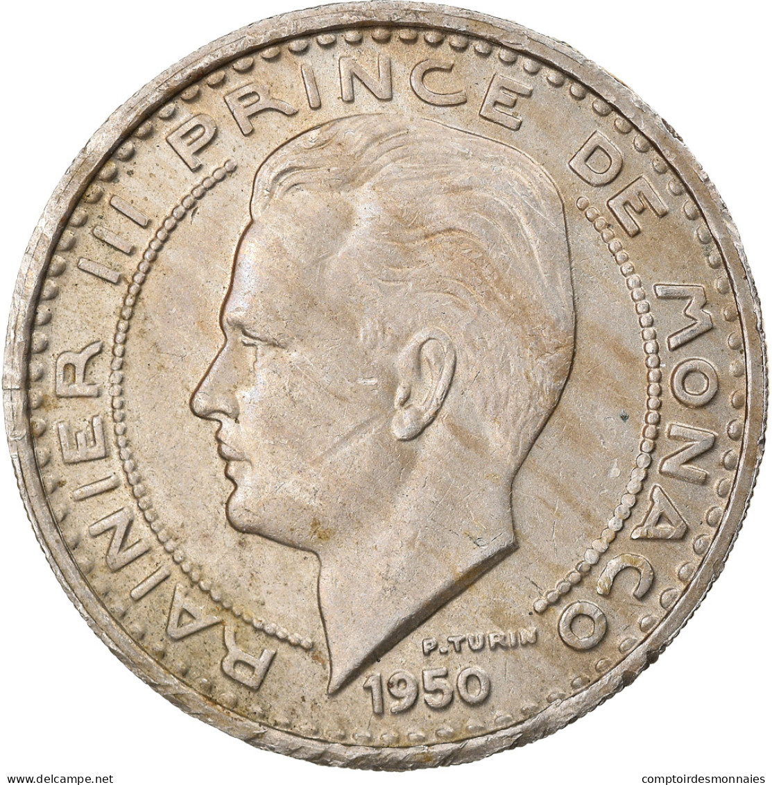 Monnaie, Monaco, Rainier III, 100 Francs, Cent, 1950, TTB, Copper-nickel - 1949-1956 Francos Antiguos