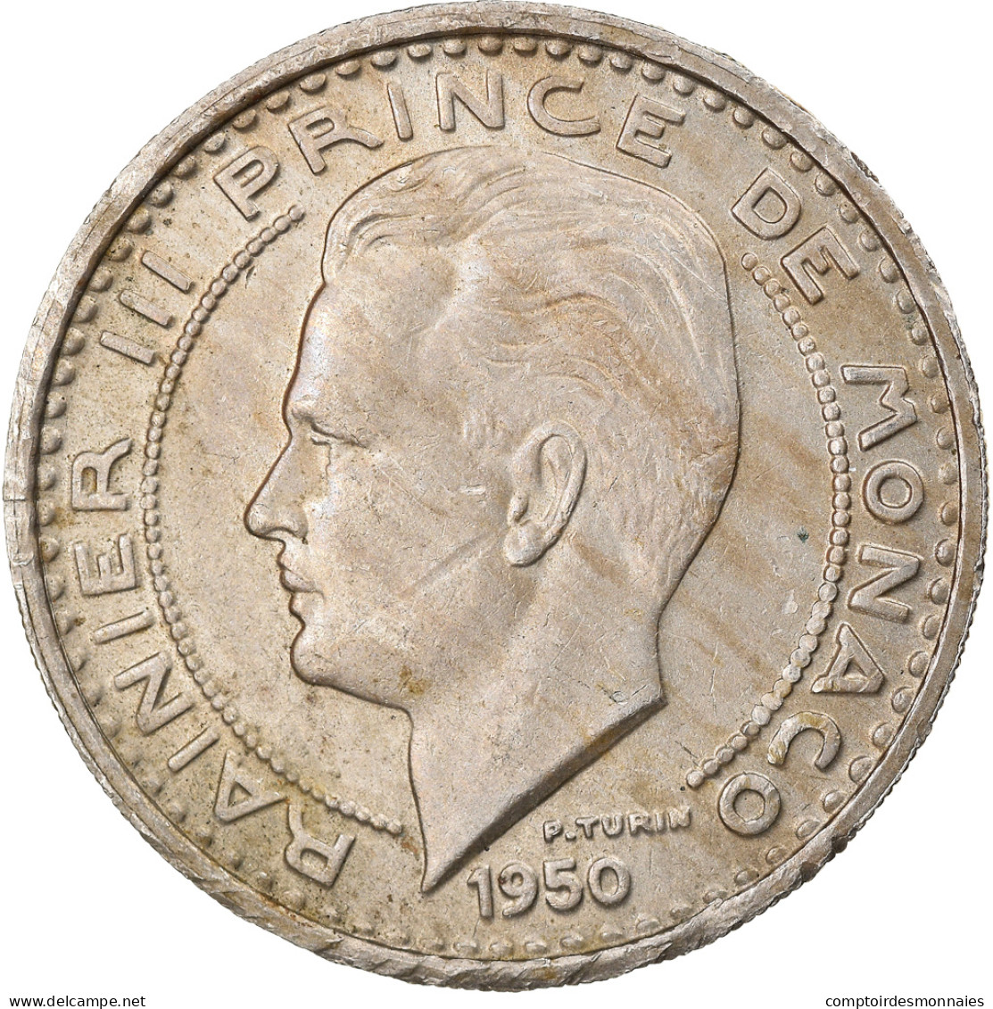 Monnaie, Monaco, Rainier III, 100 Francs, Cent, 1950, TTB, Copper-nickel - 1949-1956 Anciens Francs