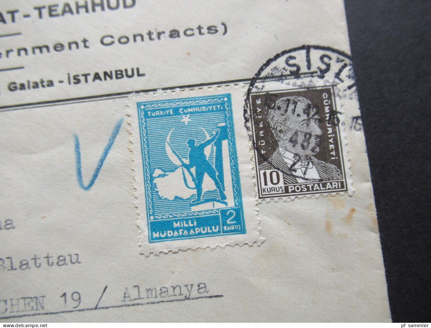 Türkei 1942 Zensurbeleg / Zensurstempel Und Verschlussstreifen Umschlag Ahmet Veli Menger Istanbul - München - Covers & Documents