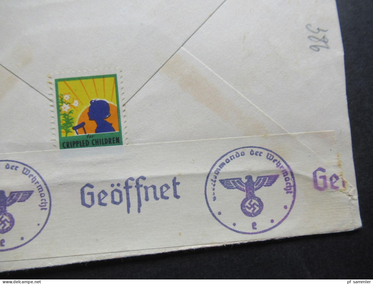 USA 14.12.1939 Zensurbeleg / Verschlussstreifen Geöffnet Oberkommando Der Wehrmacht Und Vignette Crippled Children - Lettres & Documents