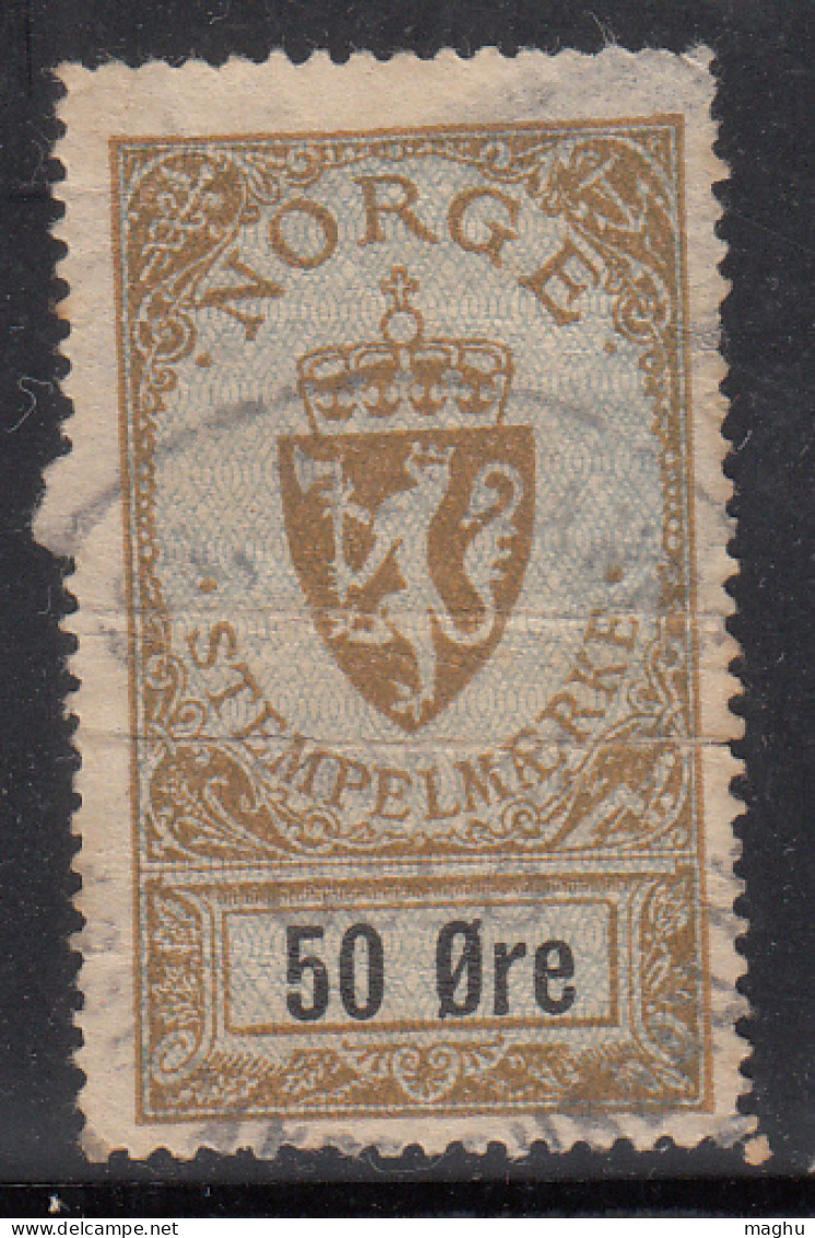 50 Ore Used Revenue, Norway,  - Revenue Stamps