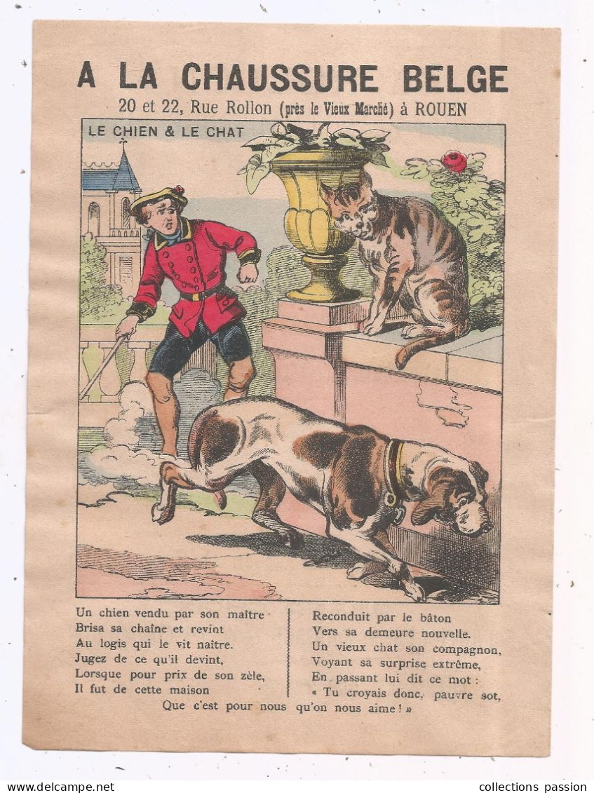 Publicité, Chaussures, A La CHAUSSURE BELGE, Rouen, Conte, Le Chien & Le Chat - Advertising