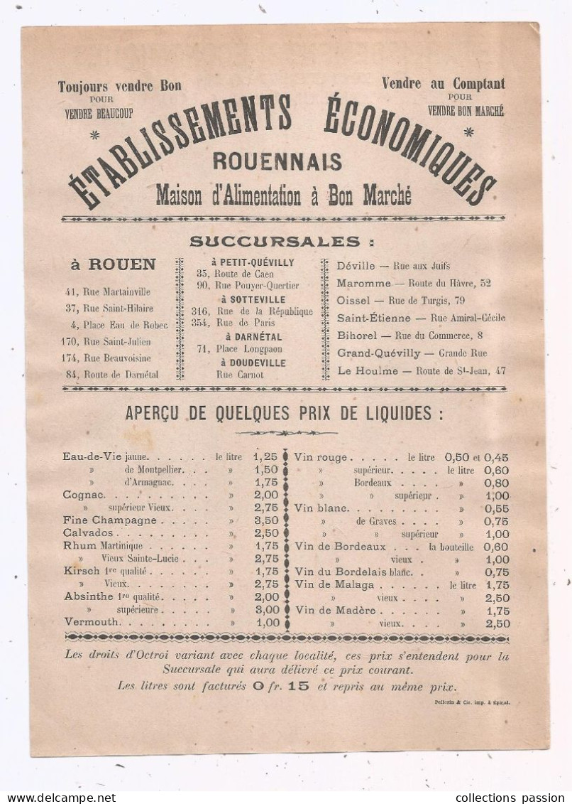 Publicité, épicerie, Ets économiques ROUENNAIS, ROUEN, Conte, La Poupée Cassée - Publicités