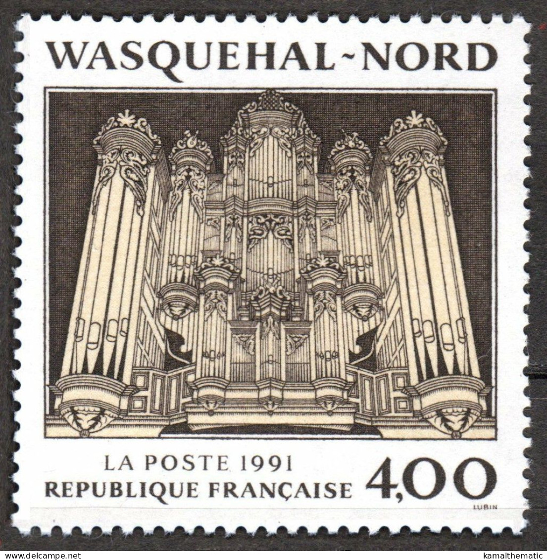 France 1991 MNH, Organ Wasquehal, Pipe Organ, Nord, Music Instruments - Musique