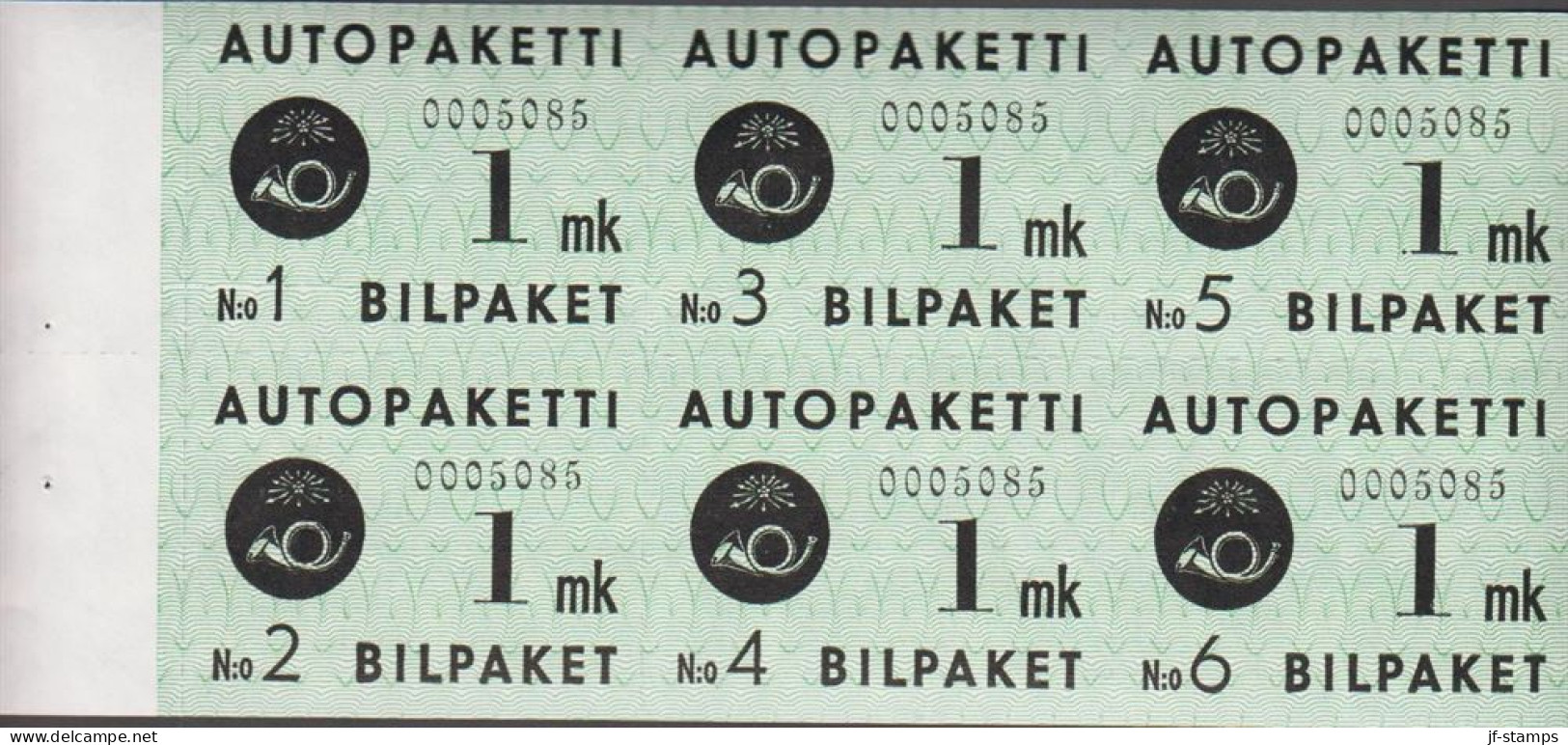 1949-1950. FINLAND. AUTOPAKETTI - BILPAKET. Rose And Triangels.__ 1 Mk. Complete Bookletpane Wi... (Michel 1) - JF533867 - Pacchi Tramite Autobus