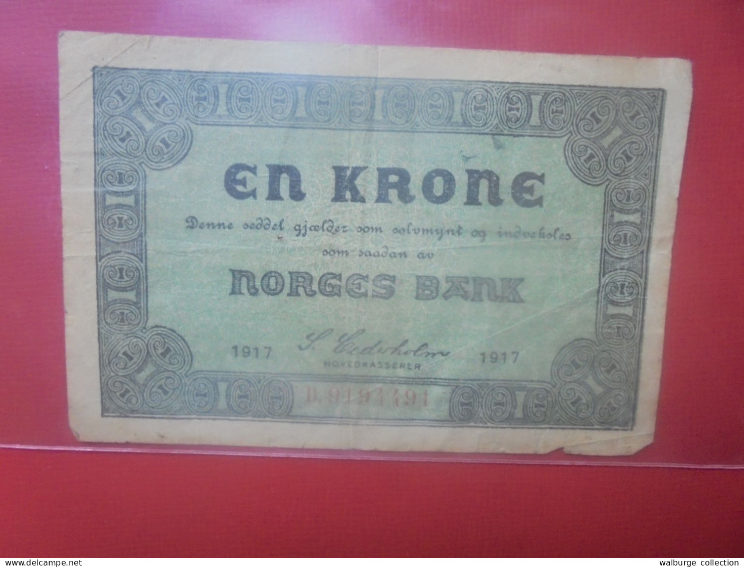 NORVEGE 1 KRONE 1917 Circuler (B.29) - Noorwegen