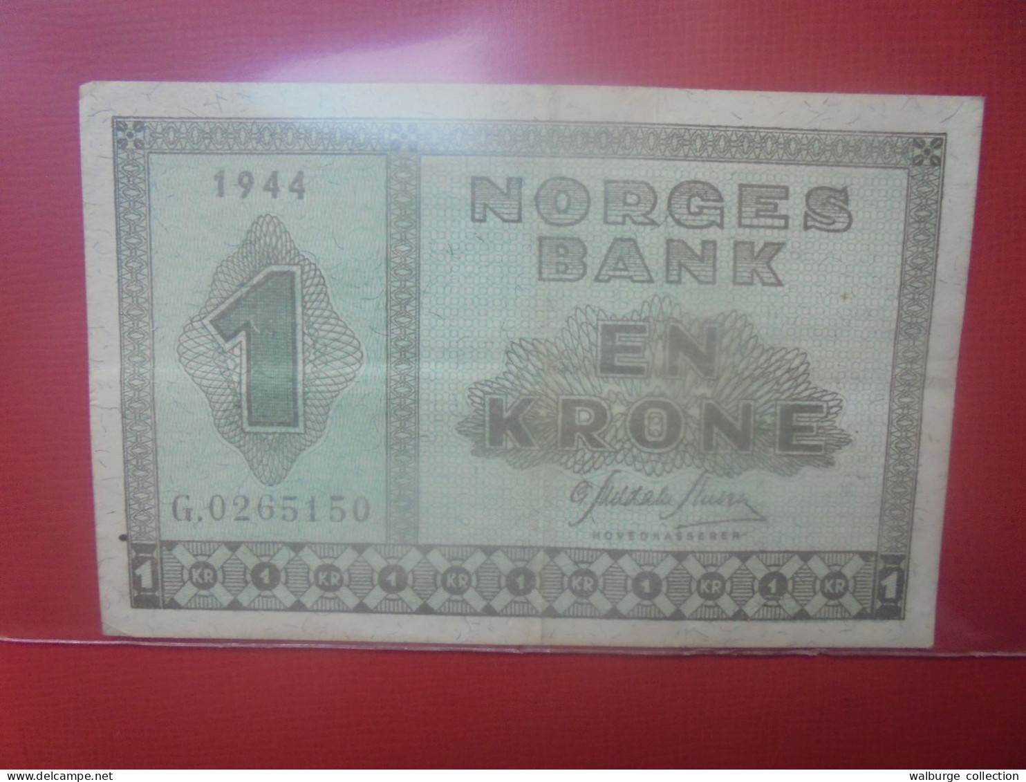 NORVEGE 1 KRONE 1944 Circuler (B.29) - Norway