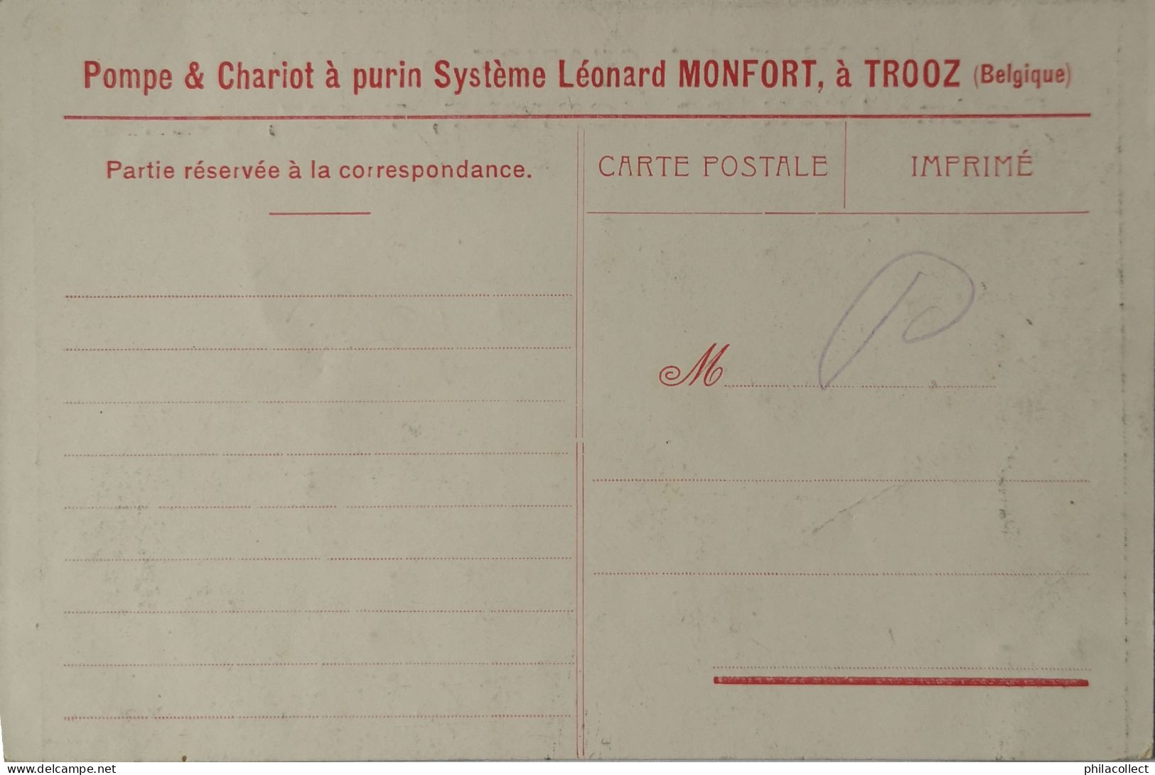 Trooz // Carte Promotion // Systeme Leonard Monfort Pompe 19?? - Trooz