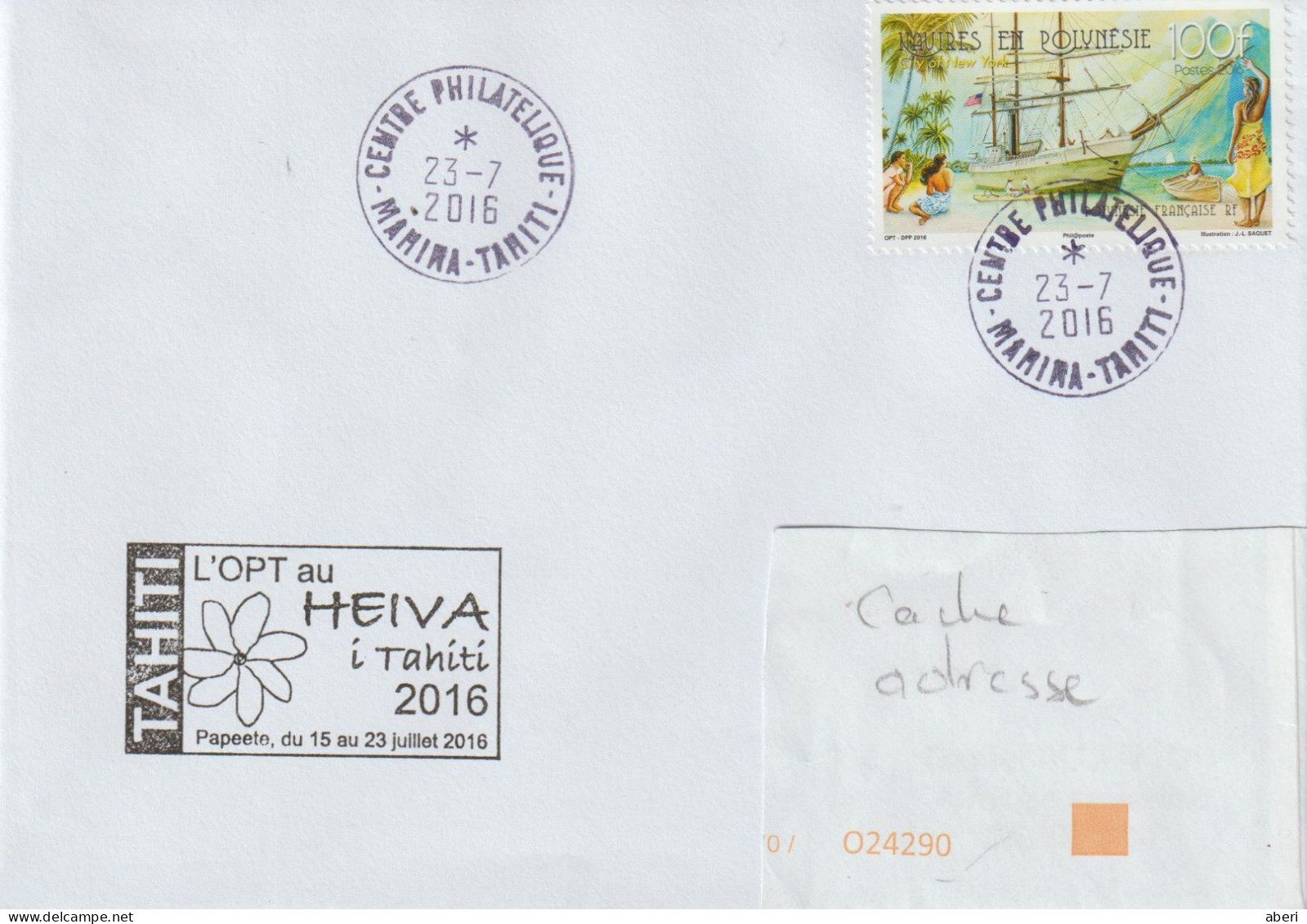 15768  HEIVA - Centre Philatélique - MAHINA - TAHITI - 23/7/2016 - Lettres & Documents