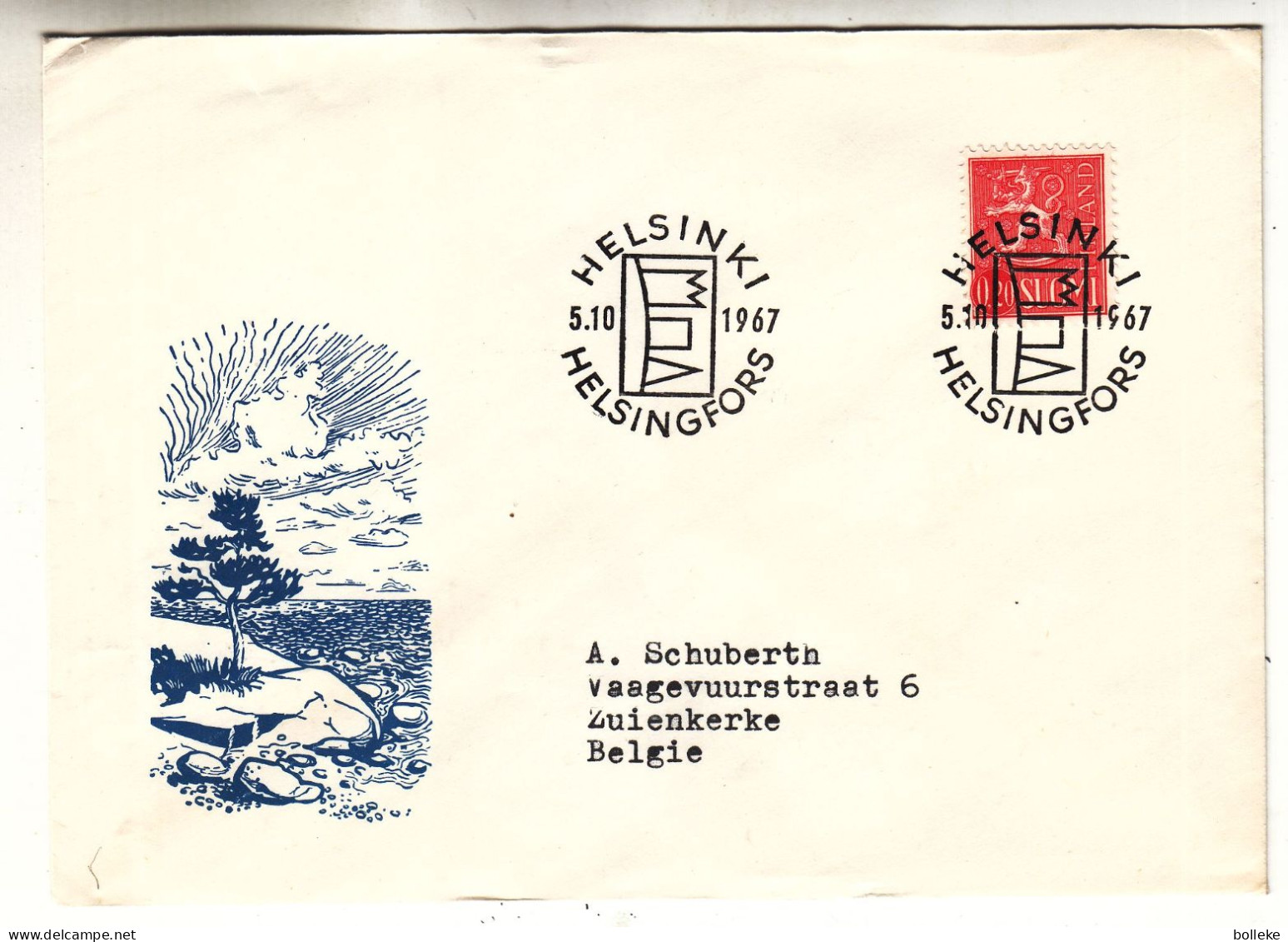 Finlande - Lettre De 1967 - Oblit Helsinki - Lions - - Brieven En Documenten