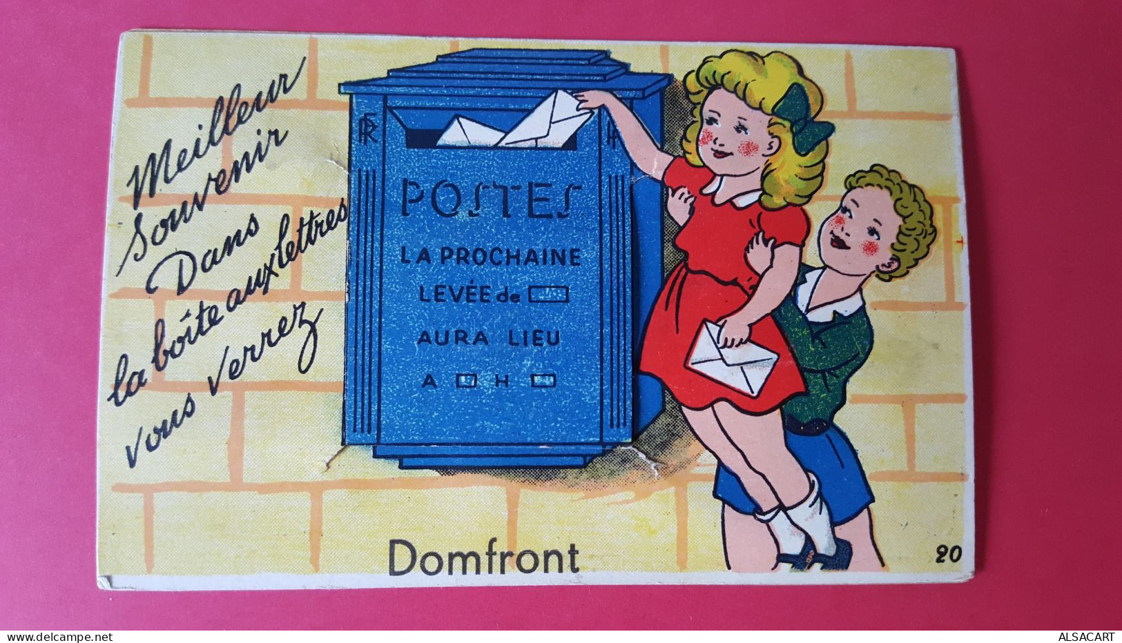 Carte Fantaisie à Systeme Petite Fille Et Boite Aux Lettres , Souvenir De Domfront , Orne 61 - Mechanical